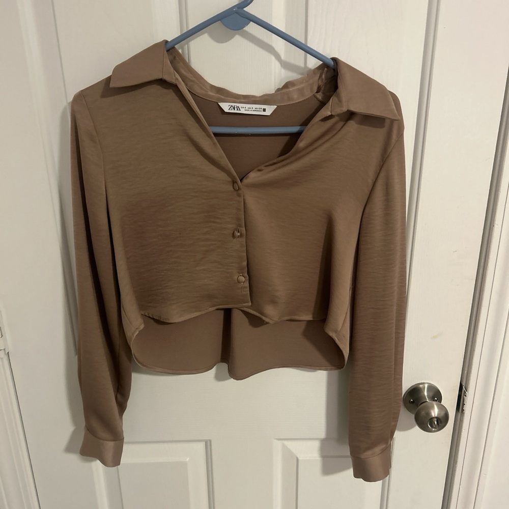 Zara cropped silk top size small